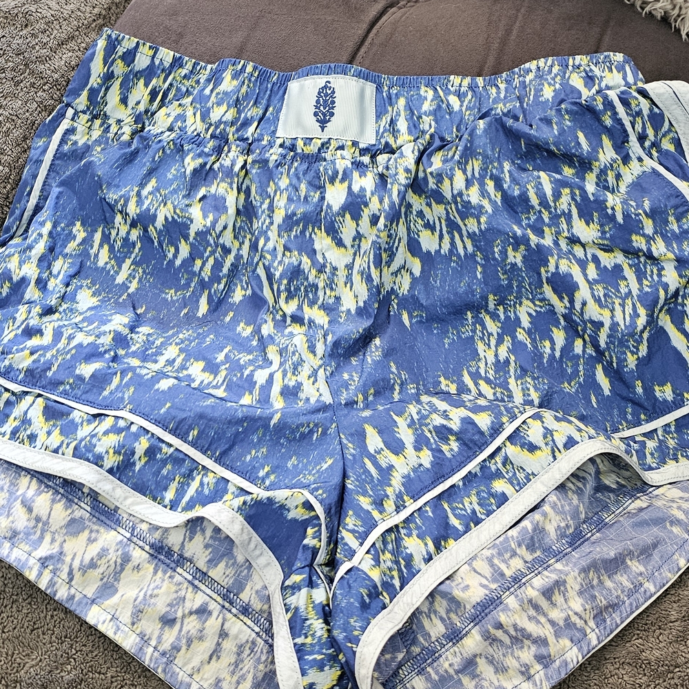 Free People Blue Varsity Blues Printed Shorts